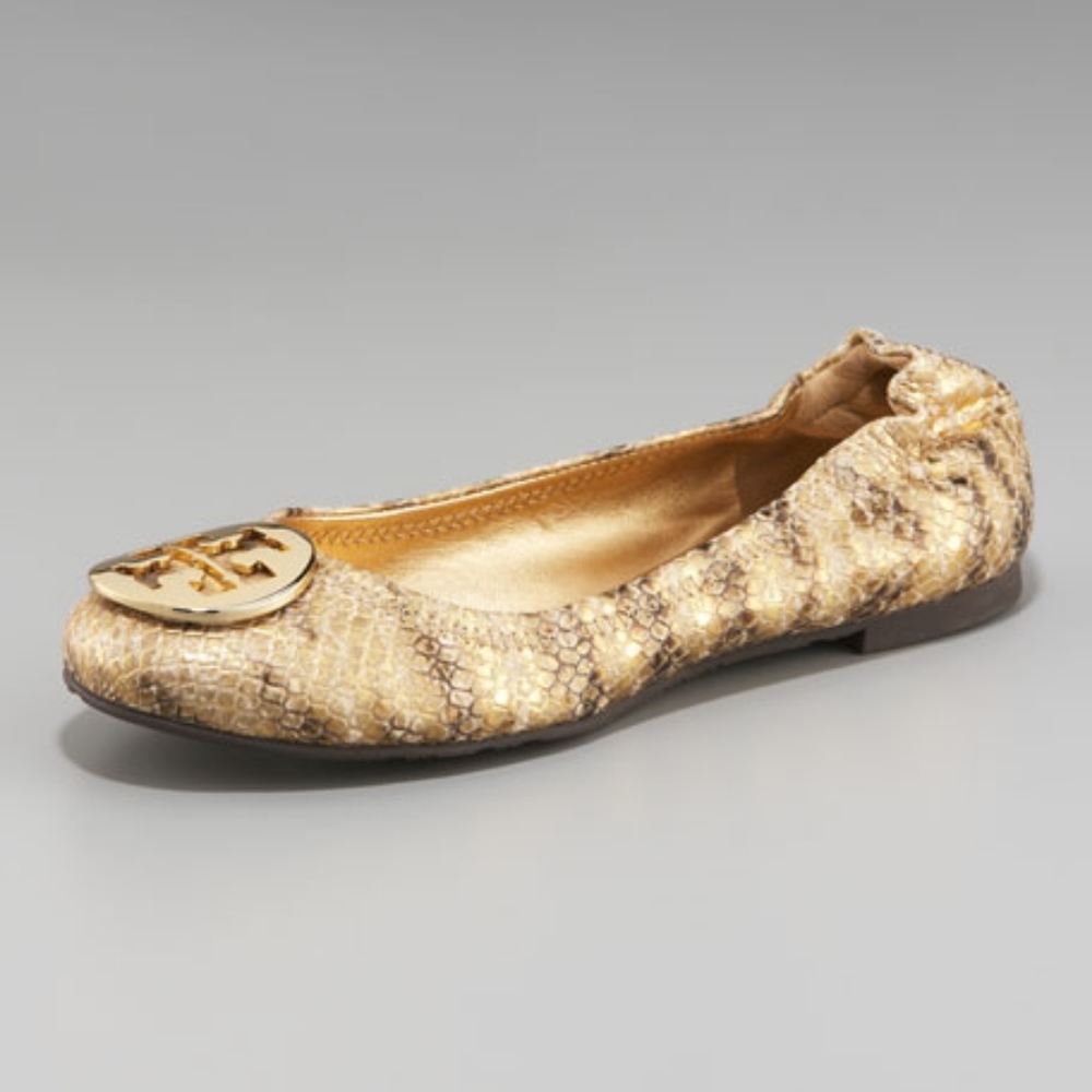 TORY BURCH gold snake Reva flats size 7.5